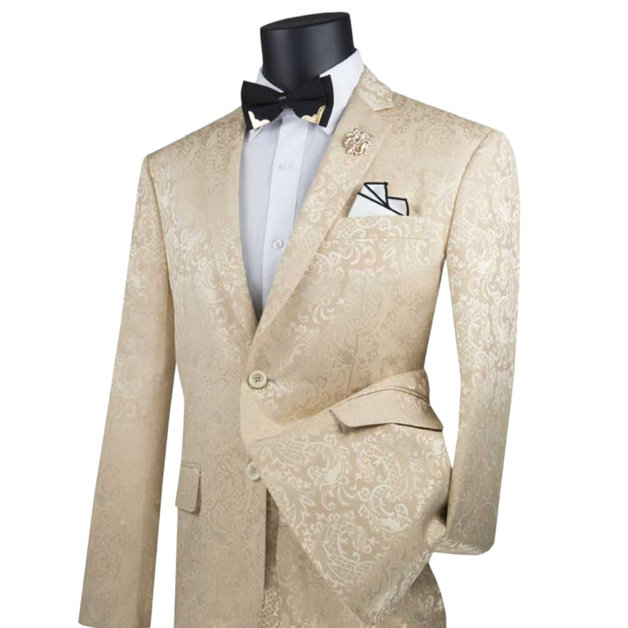VINCI: 2pc Paisley Slim Suit S2F-1