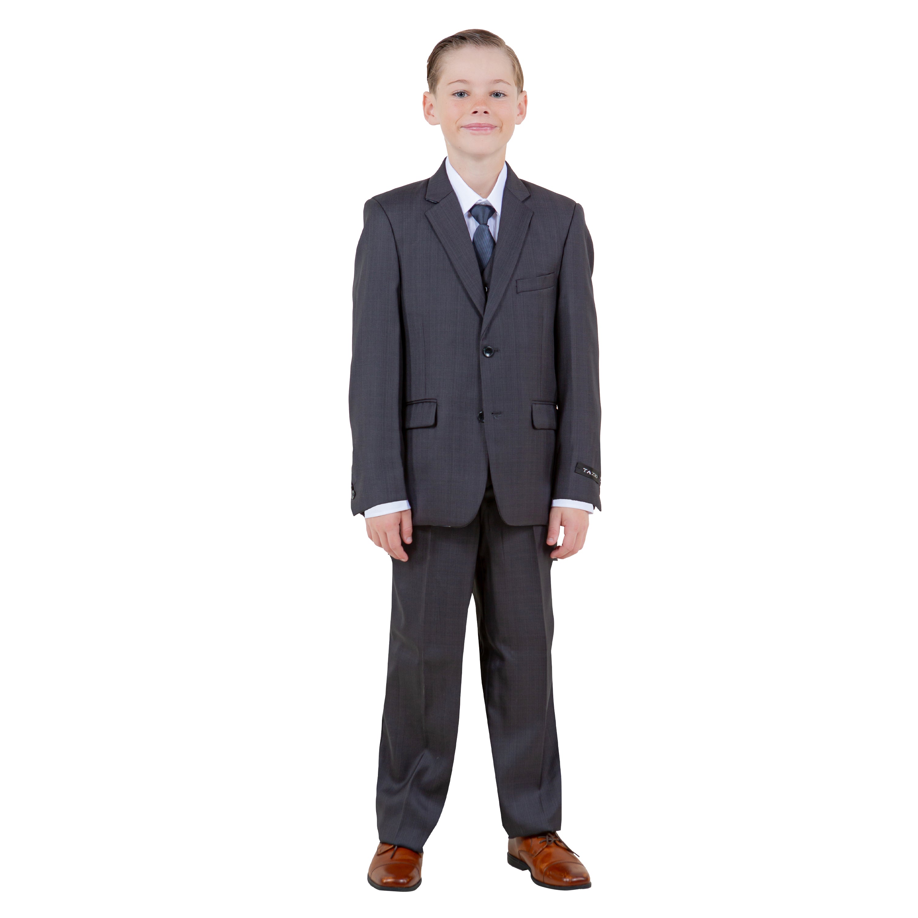 Tazzio Boy's 5pc Solid Suit With Shirt & Tie
