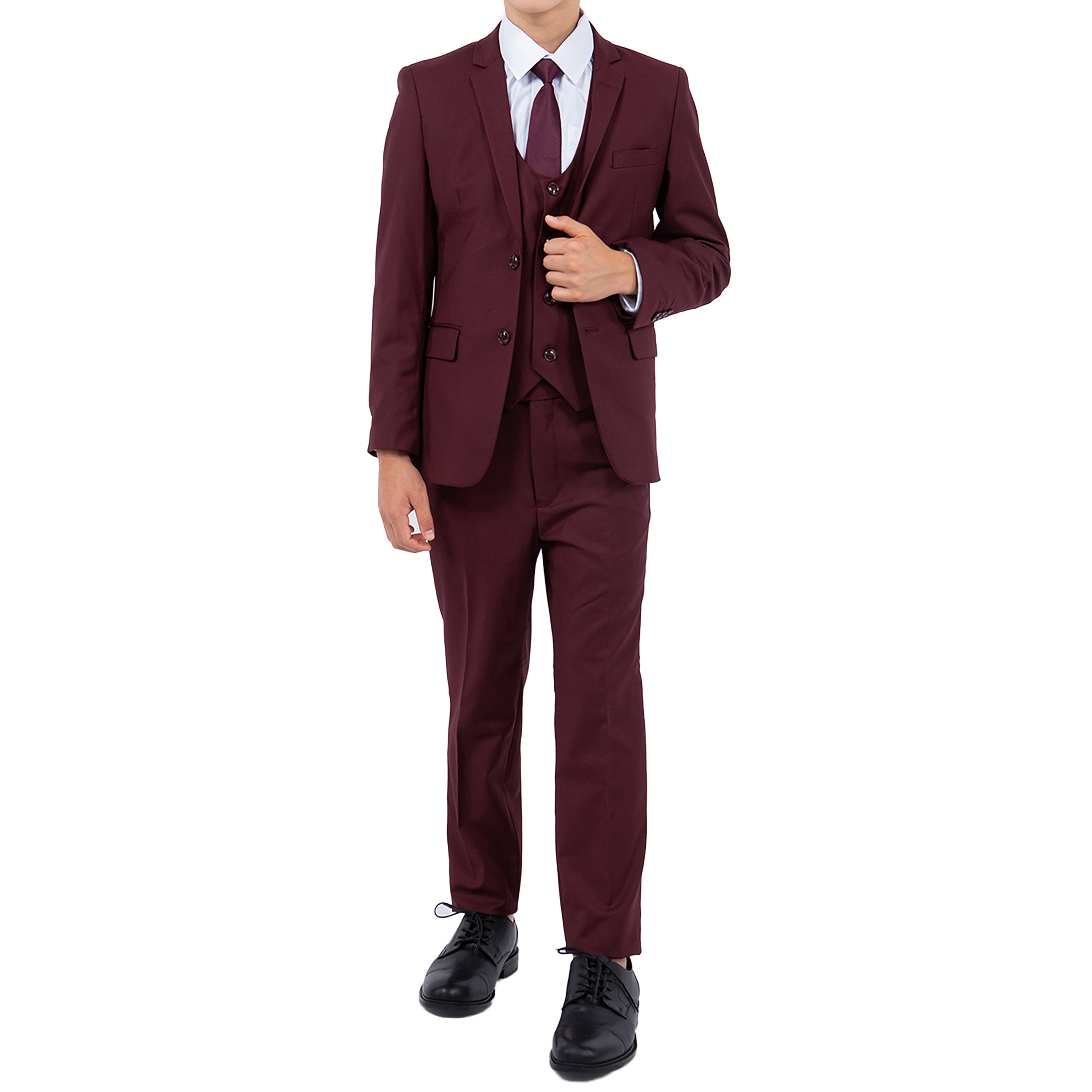 Tazzio Boy's 5pc Solid Suit With Shirt & Tie