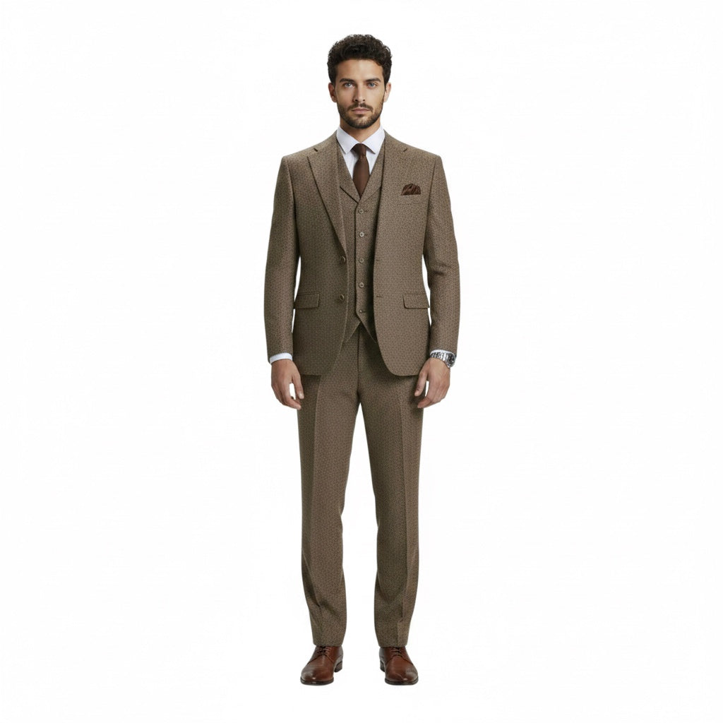 NOAH JOHN: Tweed 3pc Modern Suit DK04