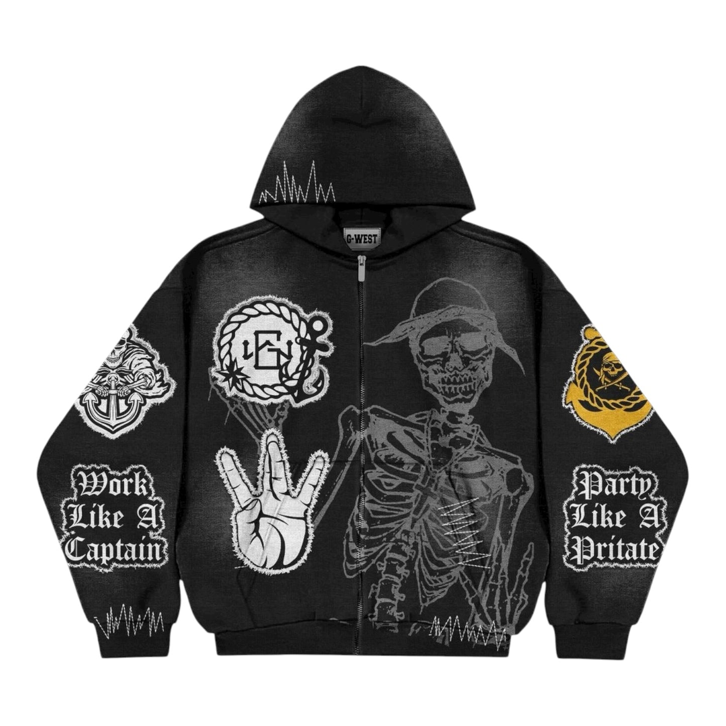 G*WEST: Work Like a Captain Zip Up Hoodie 1101
