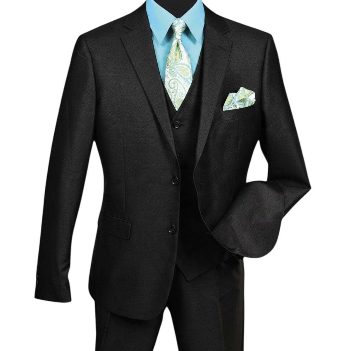 MAZARI: Sharkskin 3pc Modern Suit 1220
