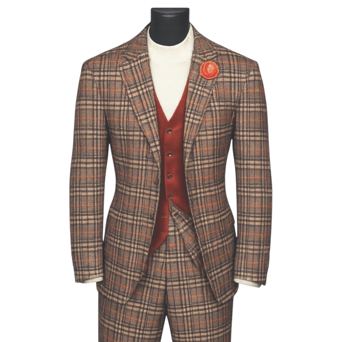 MAZARI: Plaid 3pc Modern Suit 2502