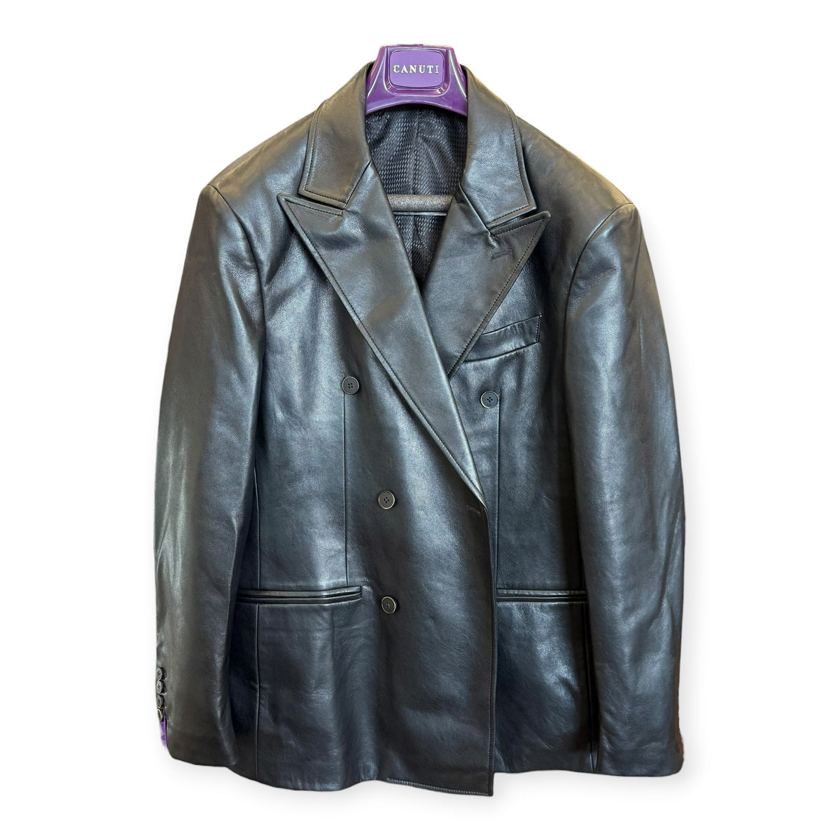 Canuti: Double Breast Faux Leather Jacket C770