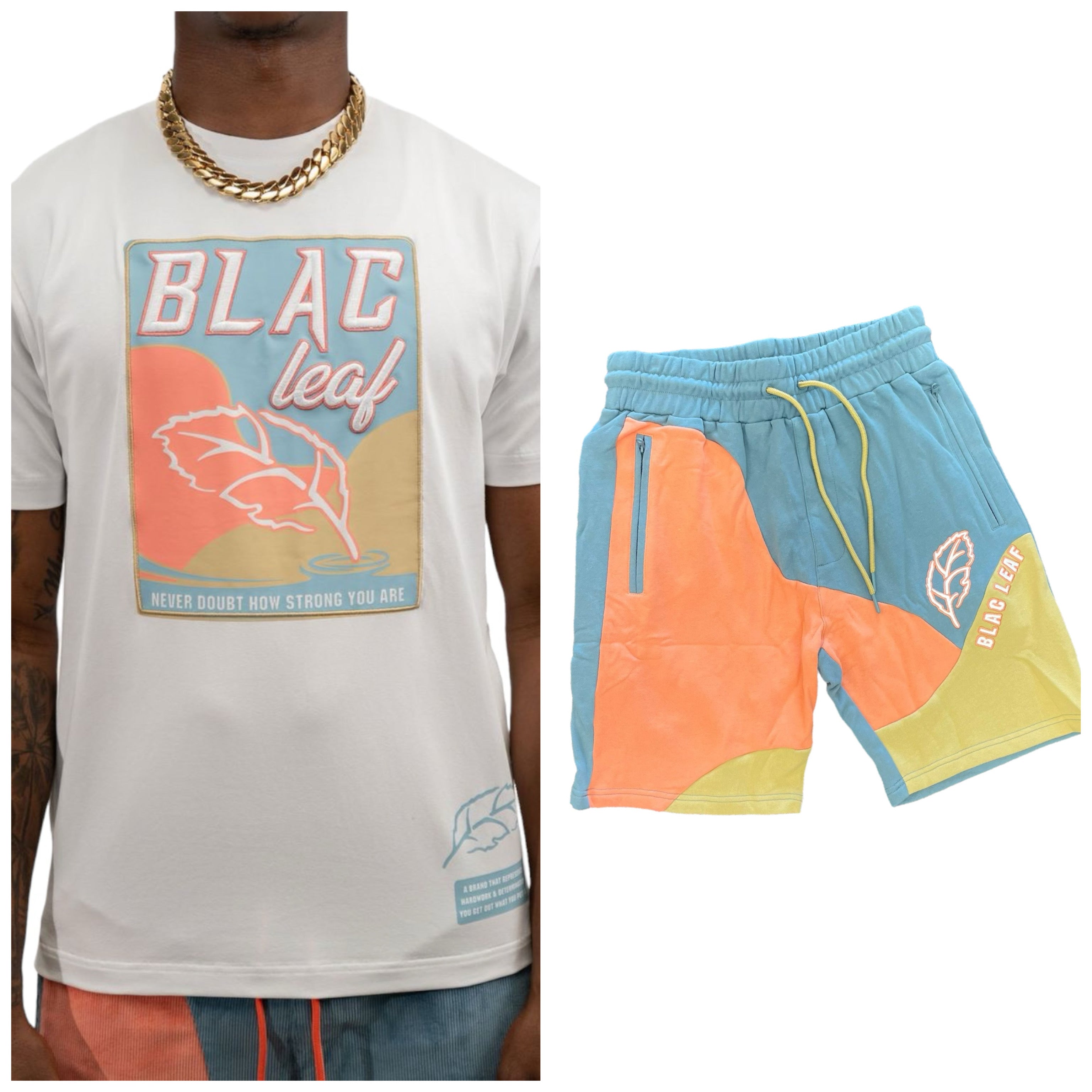 BLAC LEAF: Fleece Patch Shorts Set 101/102