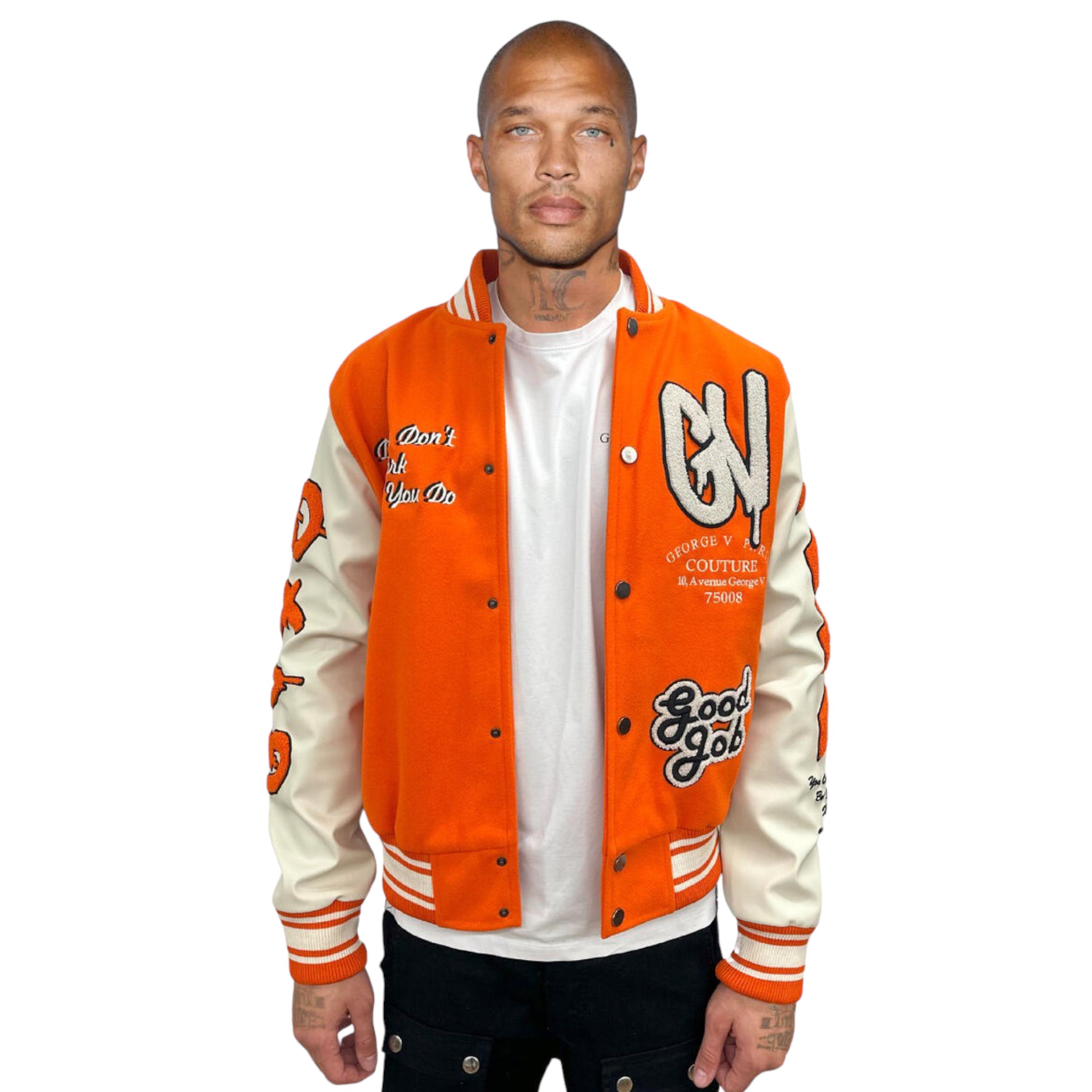 Custom Two Tone Jacket Texas Orange Black-Cream Bomber Full-Snap Varsity  Letterman - FansIdea