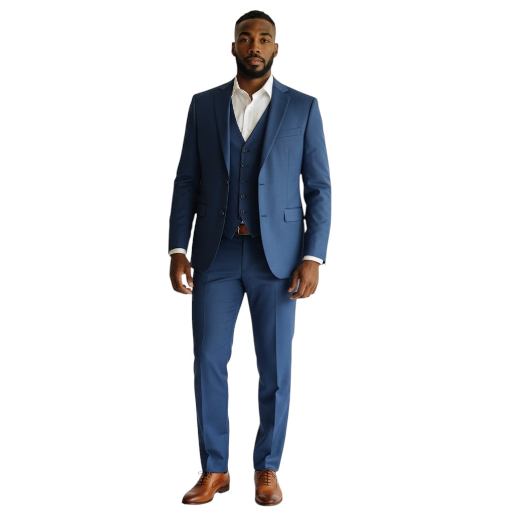 NOAH JOHN: Solid 3pc Slim Suit DK