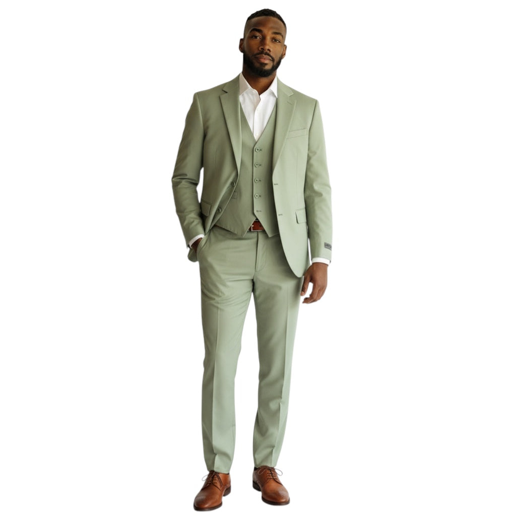 NOAH JOHN: Solid 3pc Slim Suit DK