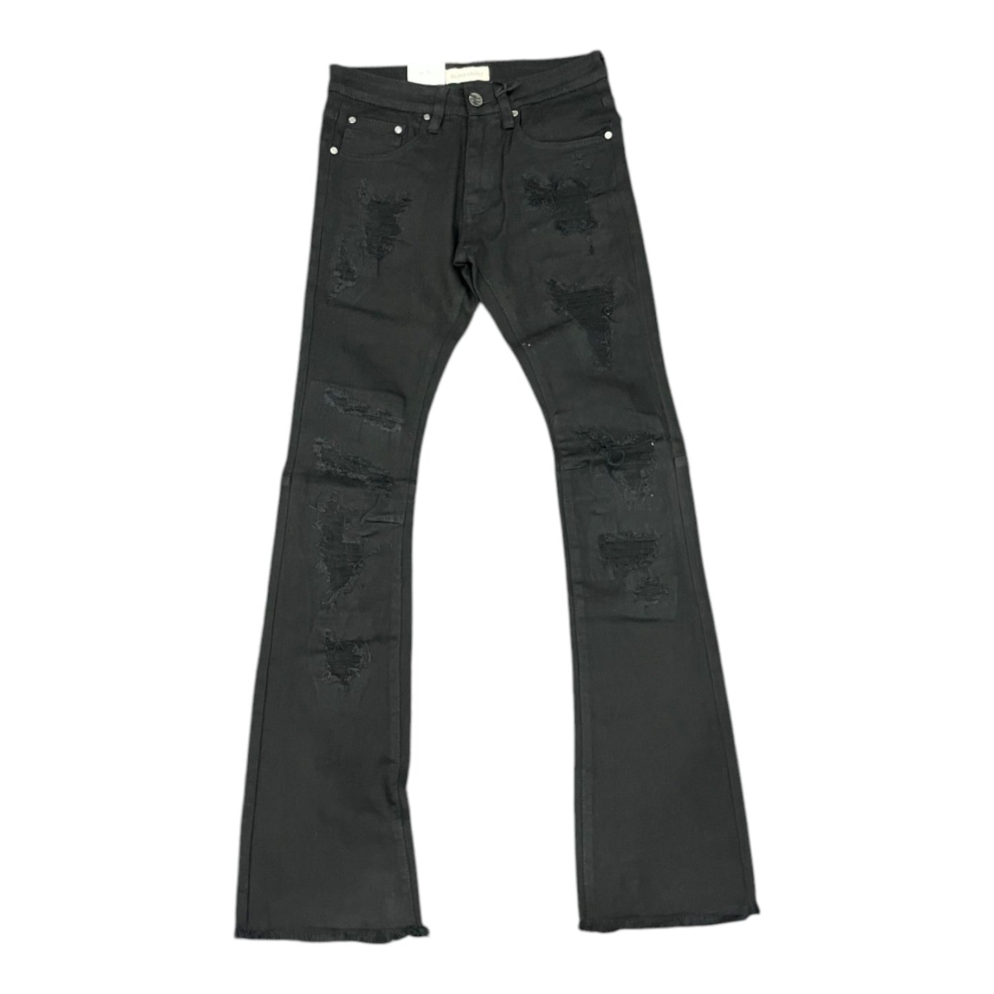 BLIND TRUST: Distressed Stacked Jeans BTP24260