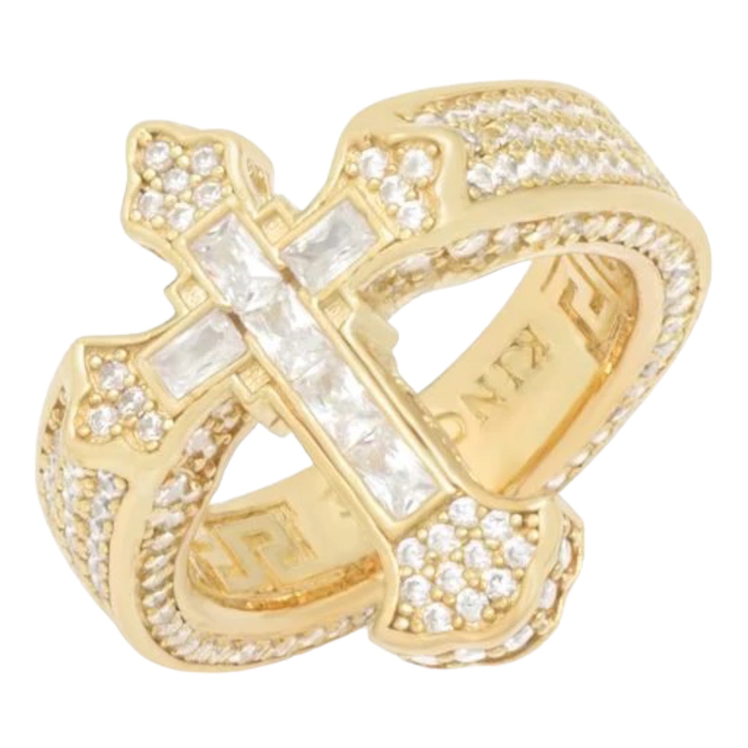 KING ICE: Fleur de Lis Cross Ring