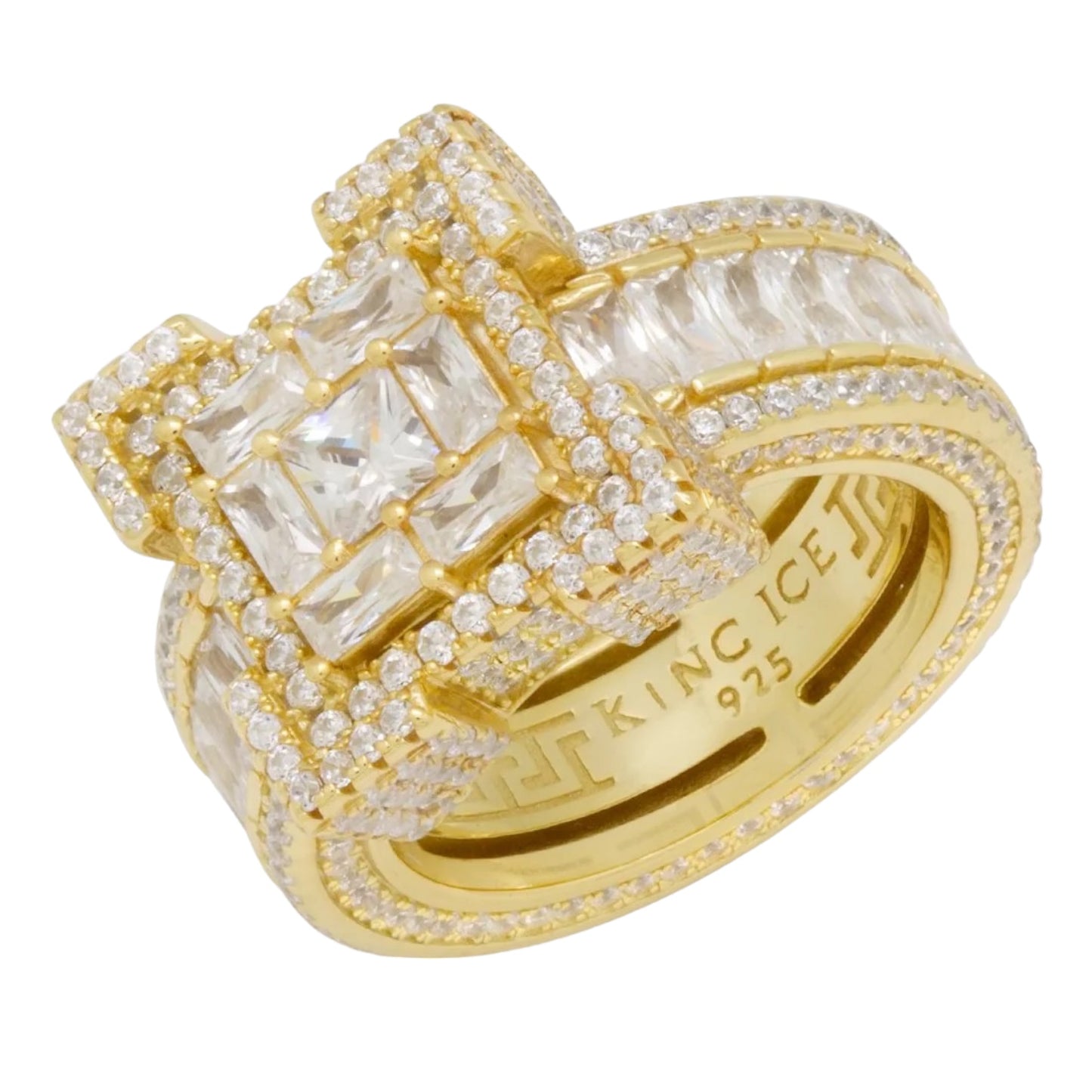 KING ICE: Baguette Cut Platform Ring