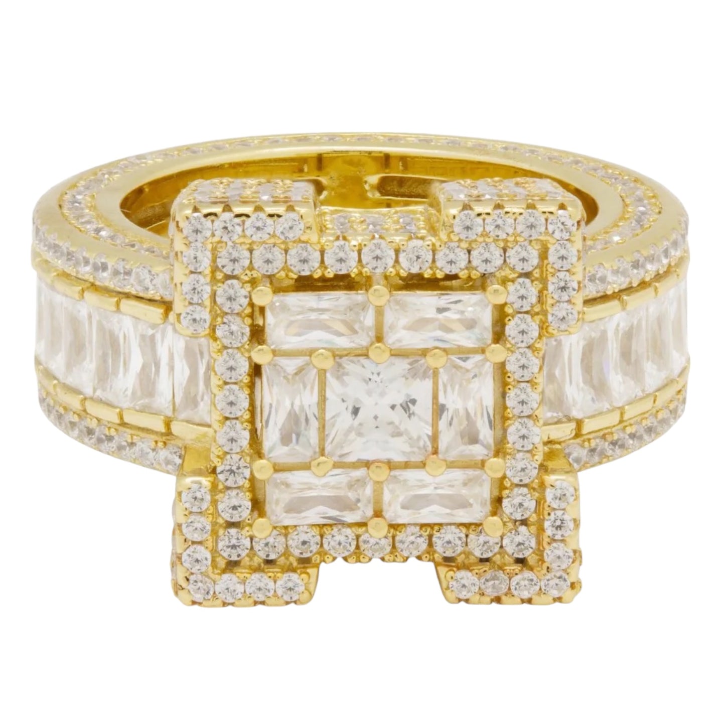 KING ICE: Baguette Cut Platform Ring