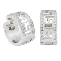 KING ICE: 14K Greek Key Hoop Earrings