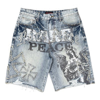RARE PEACE: Rhinestone Denim Shorts RS6063