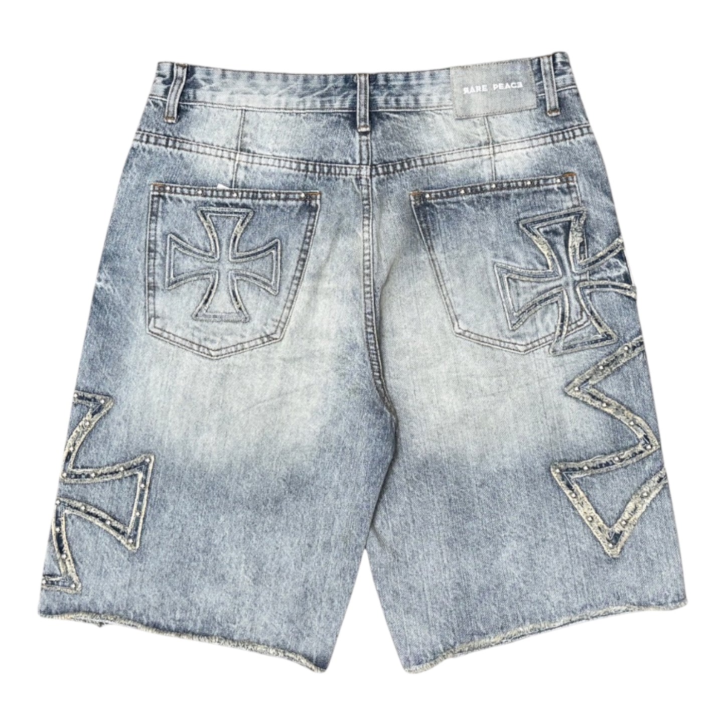 RARE PEACE: Rhinestone Denim Shorts RS6063