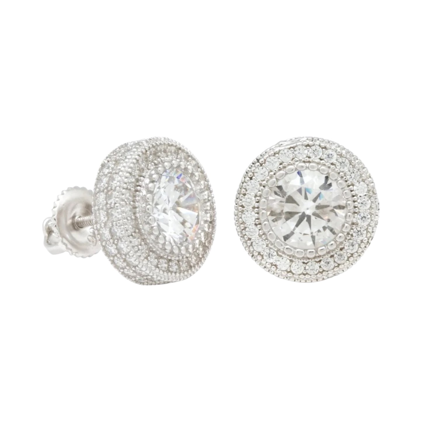 KING ICE: Iced Button Stud Earrings