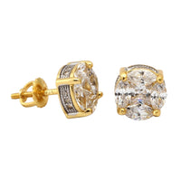 KING ICE: Brilliant Cut Button Stud Earrings