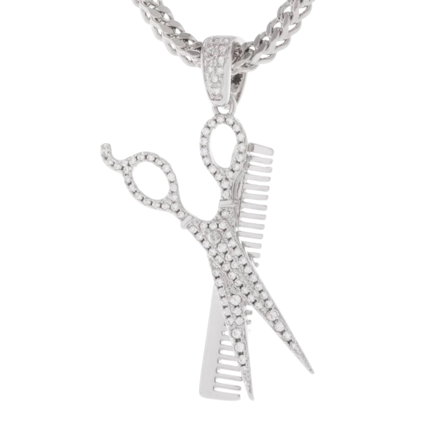 KING ICE: Gold Comb and Scissors Necklace