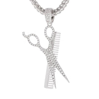 KING ICE: Gold Comb and Scissors Necklace