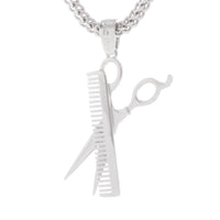 KING ICE: Gold Comb and Scissors Necklace
