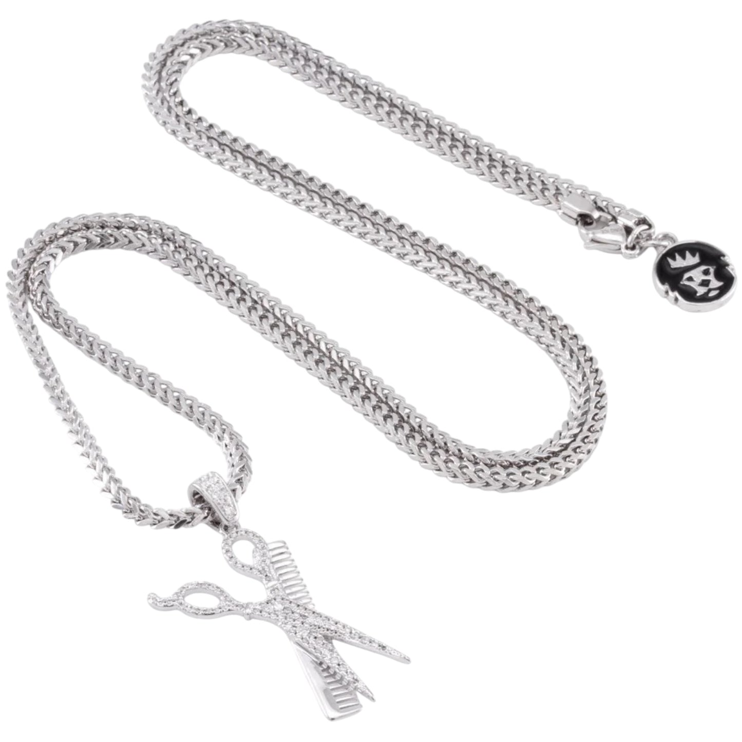 KING ICE: Gold Comb and Scissors Necklace