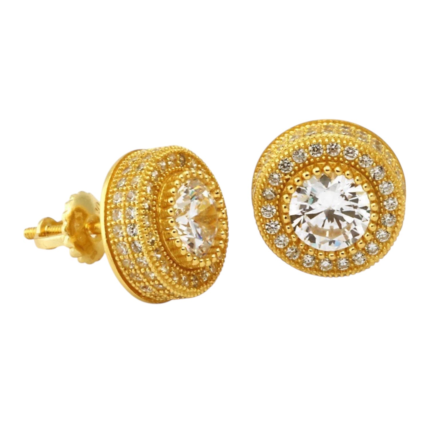 KING ICE: Iced Button Stud Earrings
