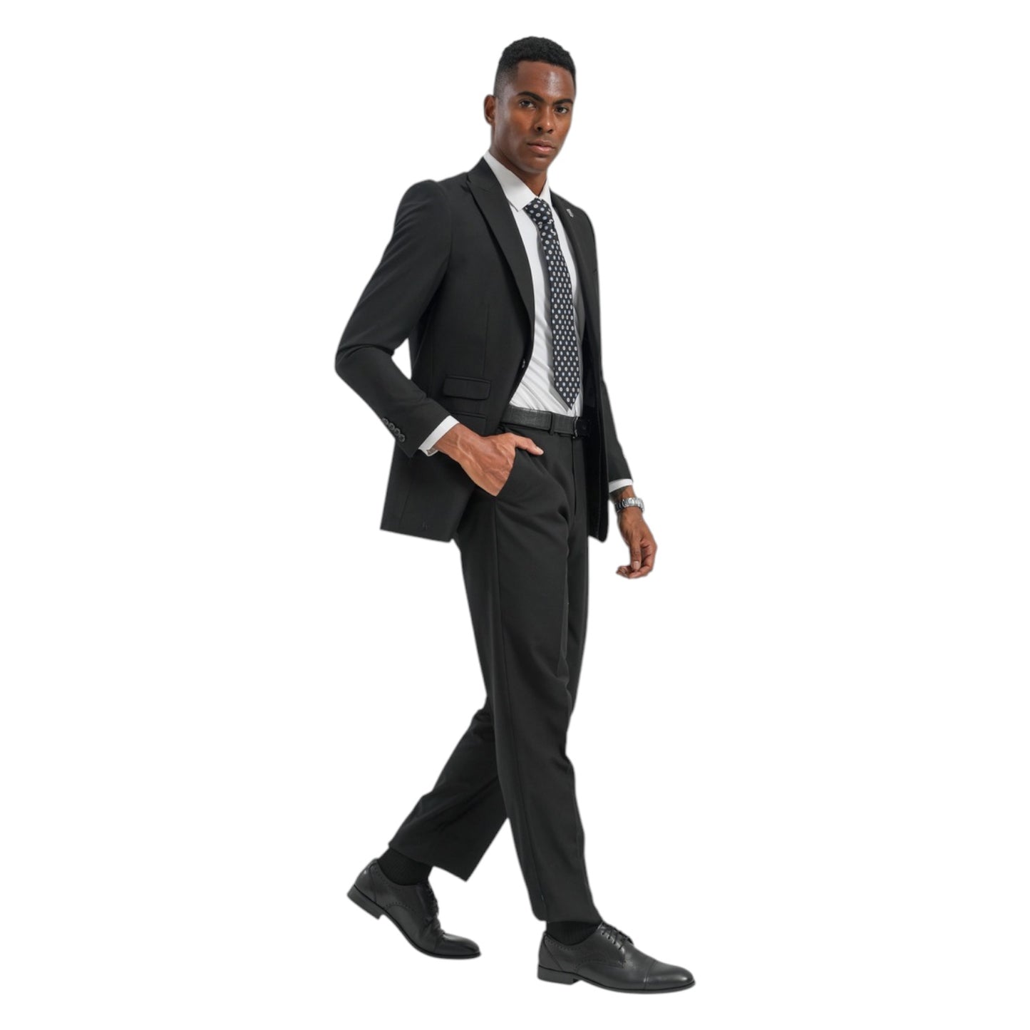 STACY ADAMS: Solid 2pc. Wide Leg Suit SM085W