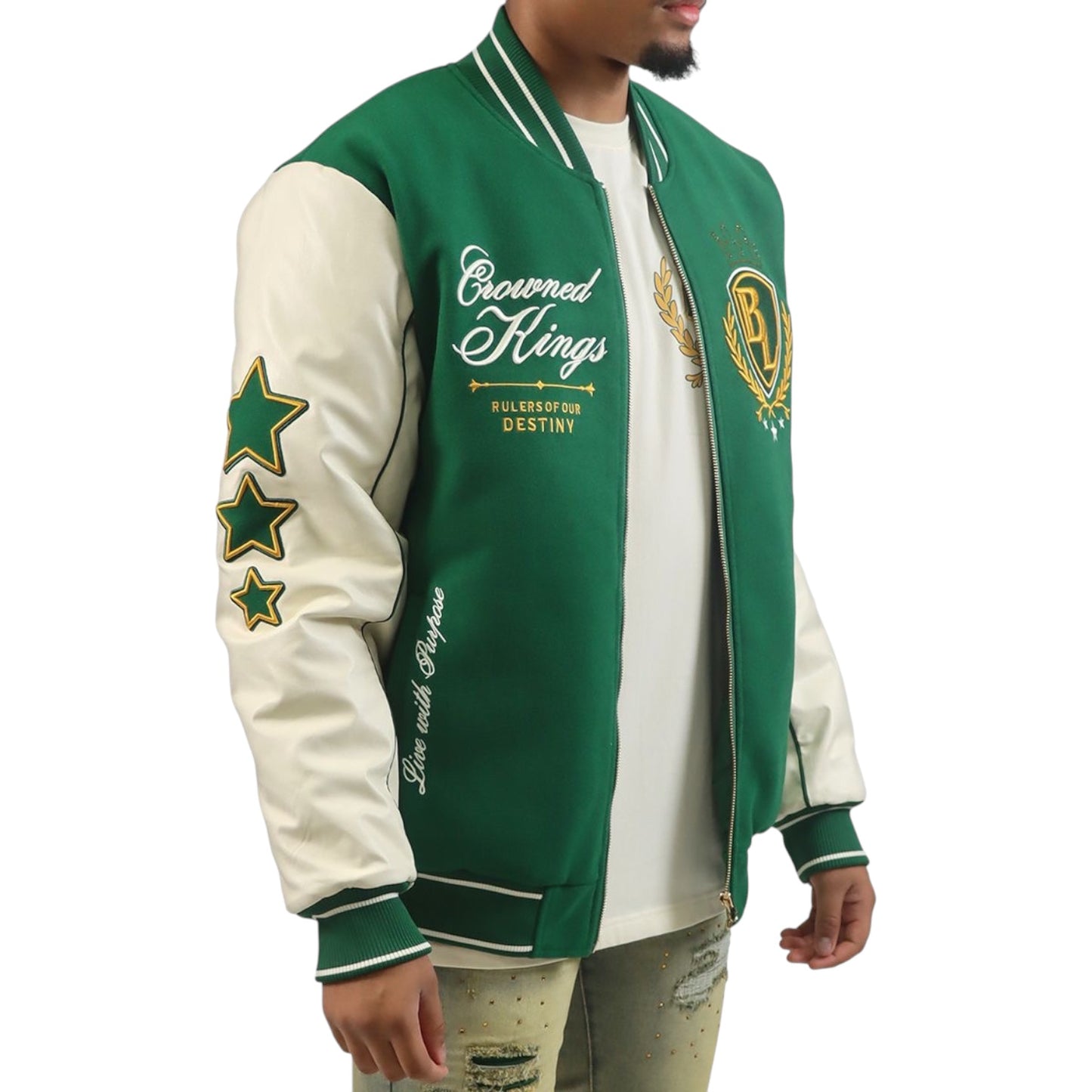 BLAC LEAF: Crowned Kings Varsity Jacket 100