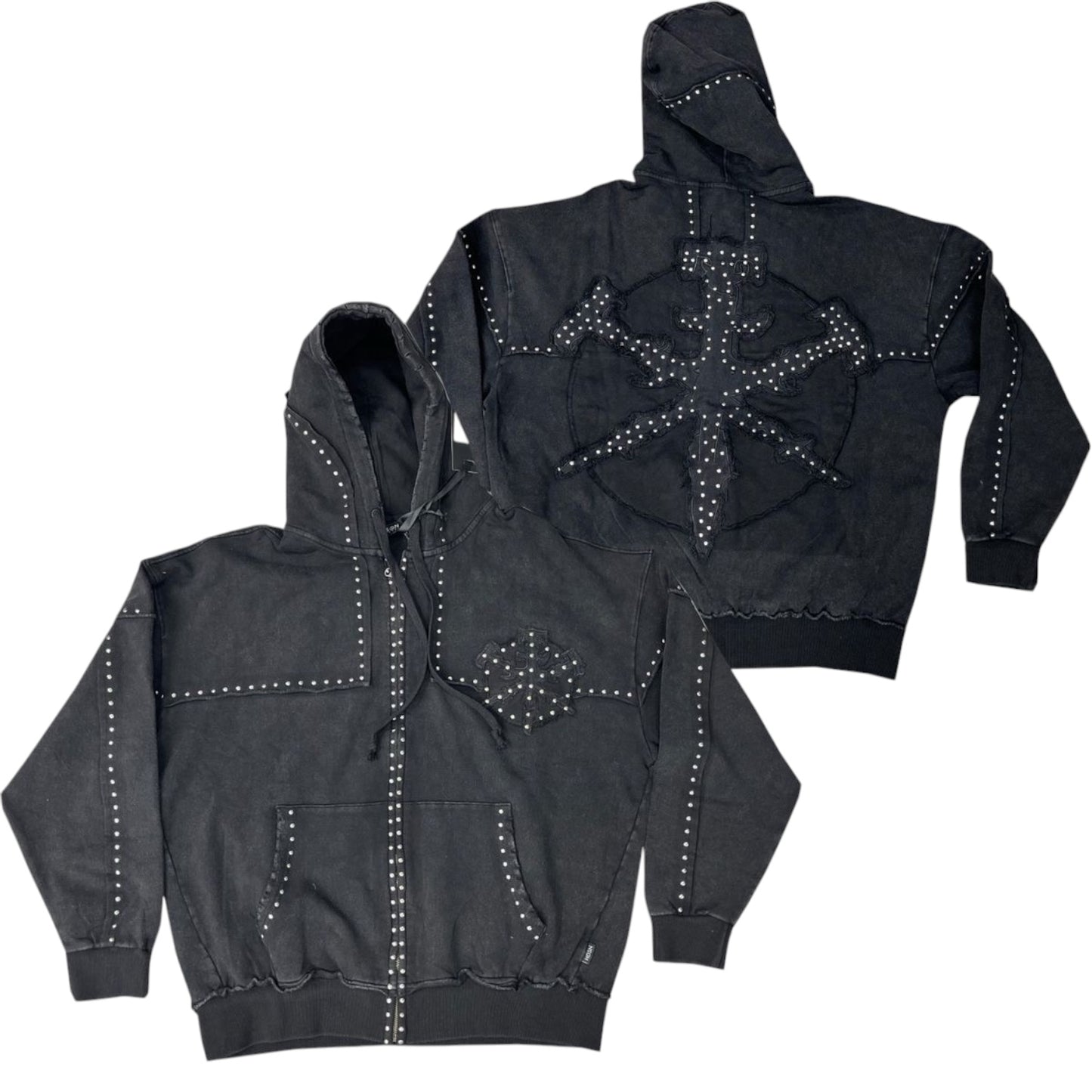 HUDSON: Studded Fleece Zip Hoodie