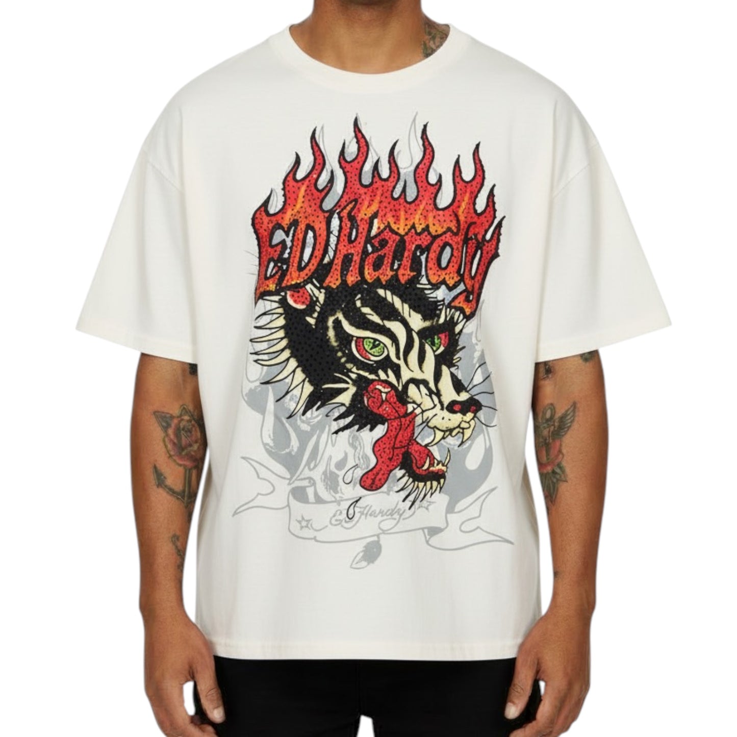 ED HARDY: Wolf Head Boxy Tee 111