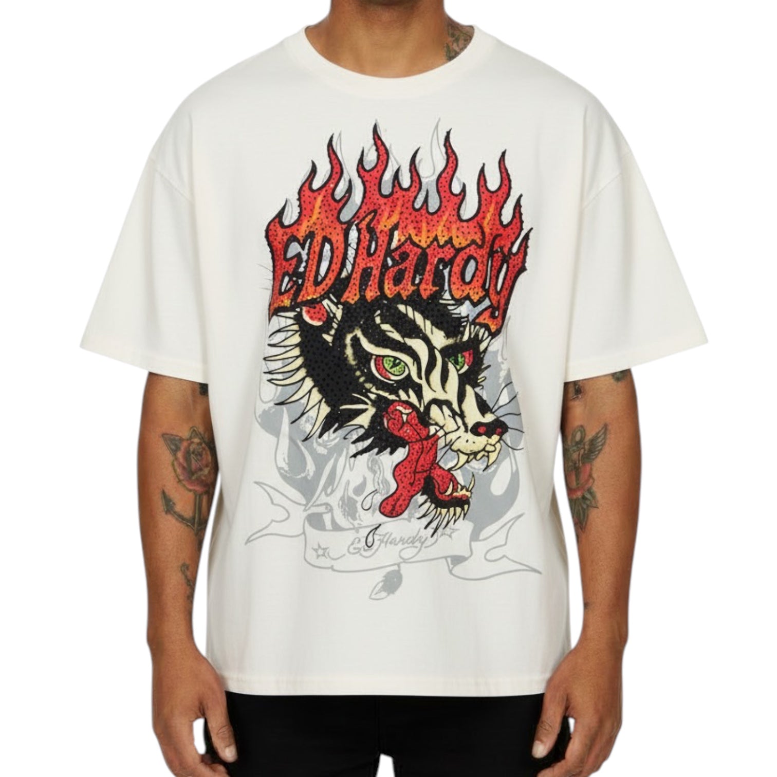 ED HARDY: Wolf Head Boxy Tee 111