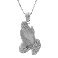 KING ICE: 14K Praying Hands Emoji Necklace