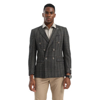 STACY ADAMS: Plaid Double Breast Blazer SMJ831H1