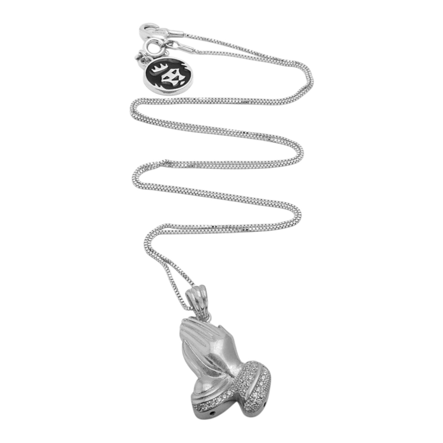 KING ICE: 14K Praying Hands Emoji Necklace