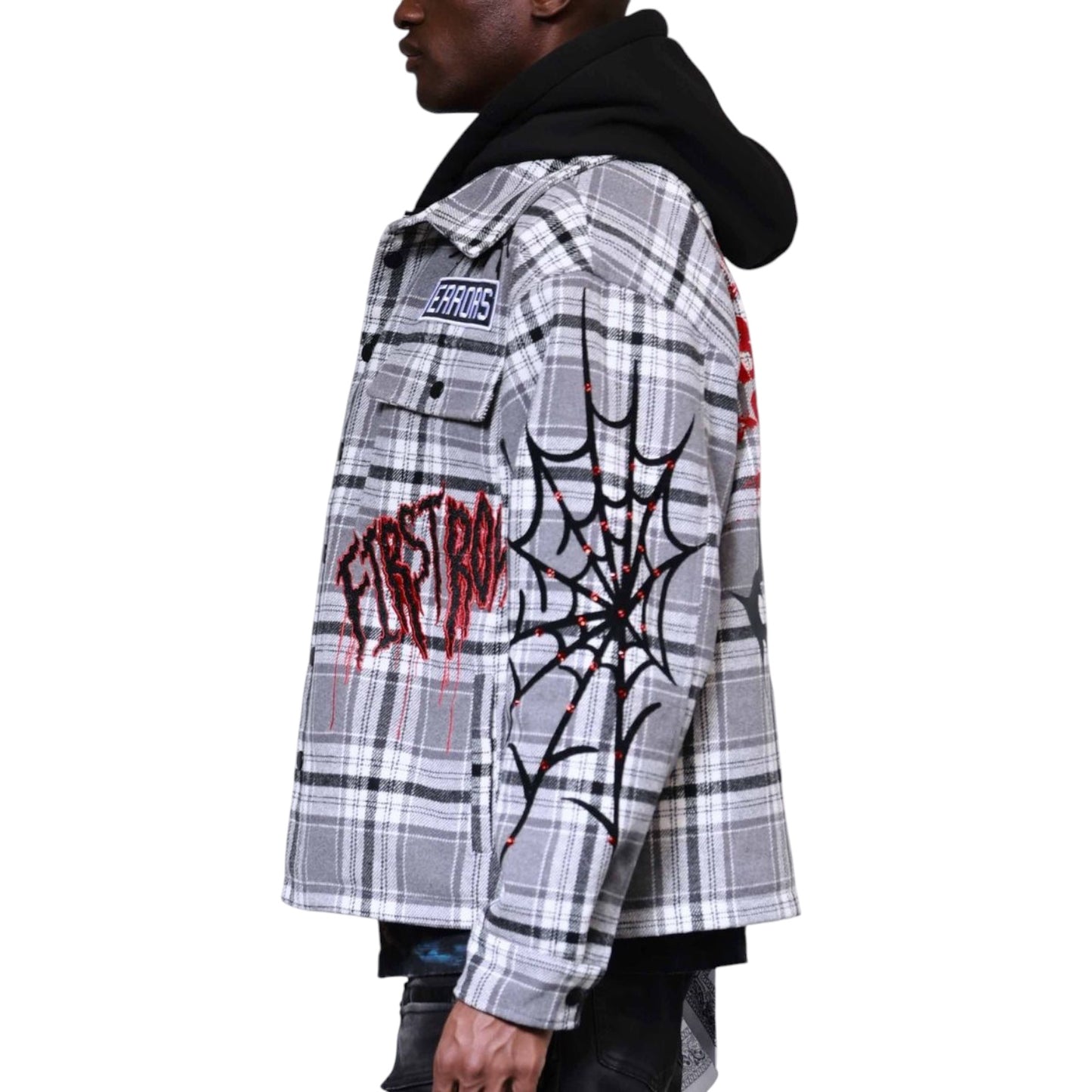 FIRST ROW: Beware of Structural Hood Shacket FRJ2107