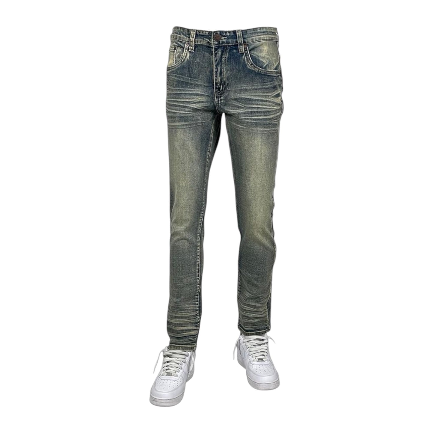 BLIND TRUST: Washed Slim Jeans BTP24082