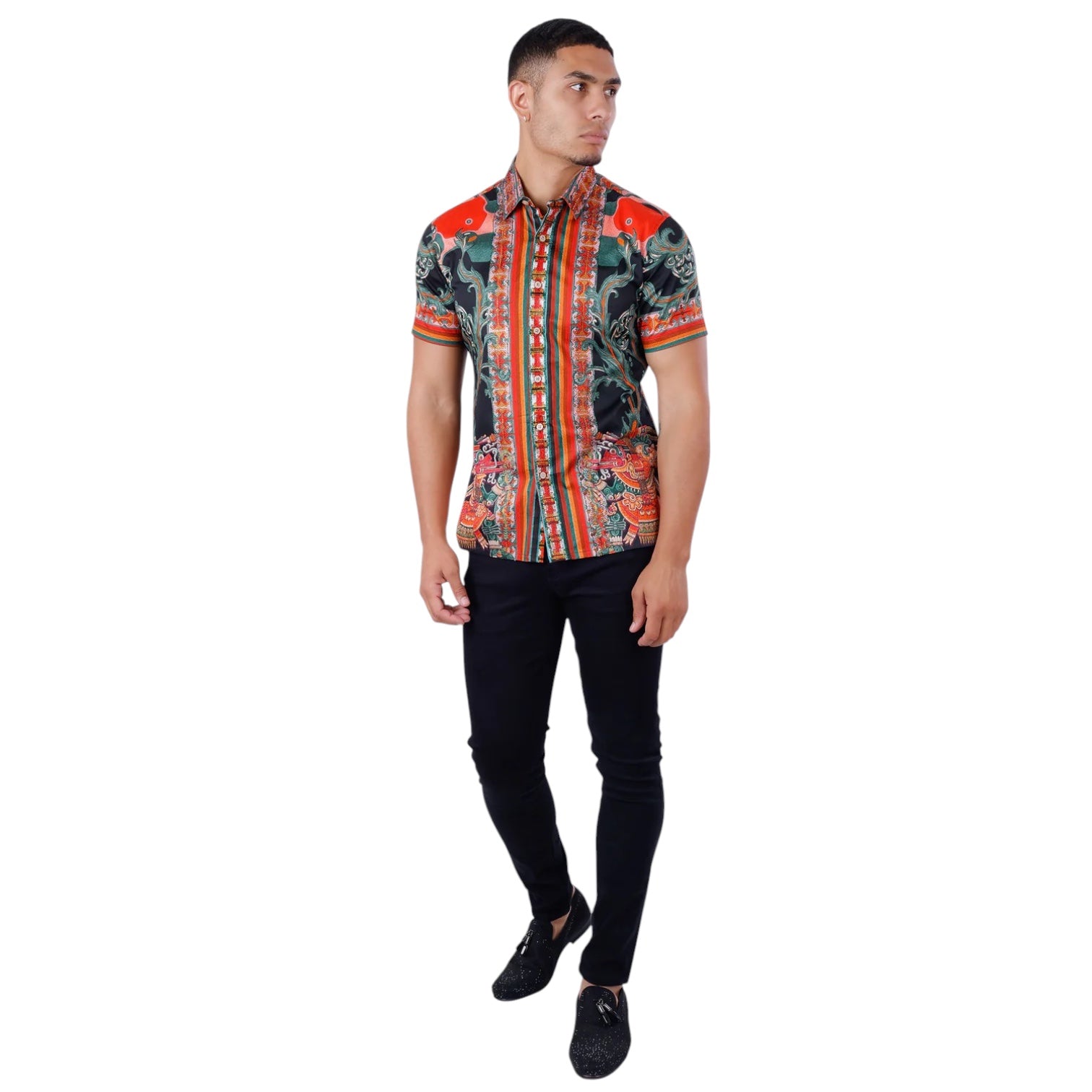 barabas dress shirts Men's Rhinestone Animal-Print Shirt | BARABAS 5SPR10