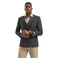 STACY ADAMS: Plaid Double Breast Blazer SMJ831H1