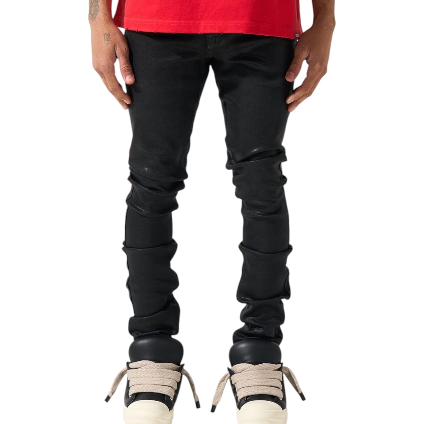 SERENEDE: Onyx Wax Coated Skinny Jean