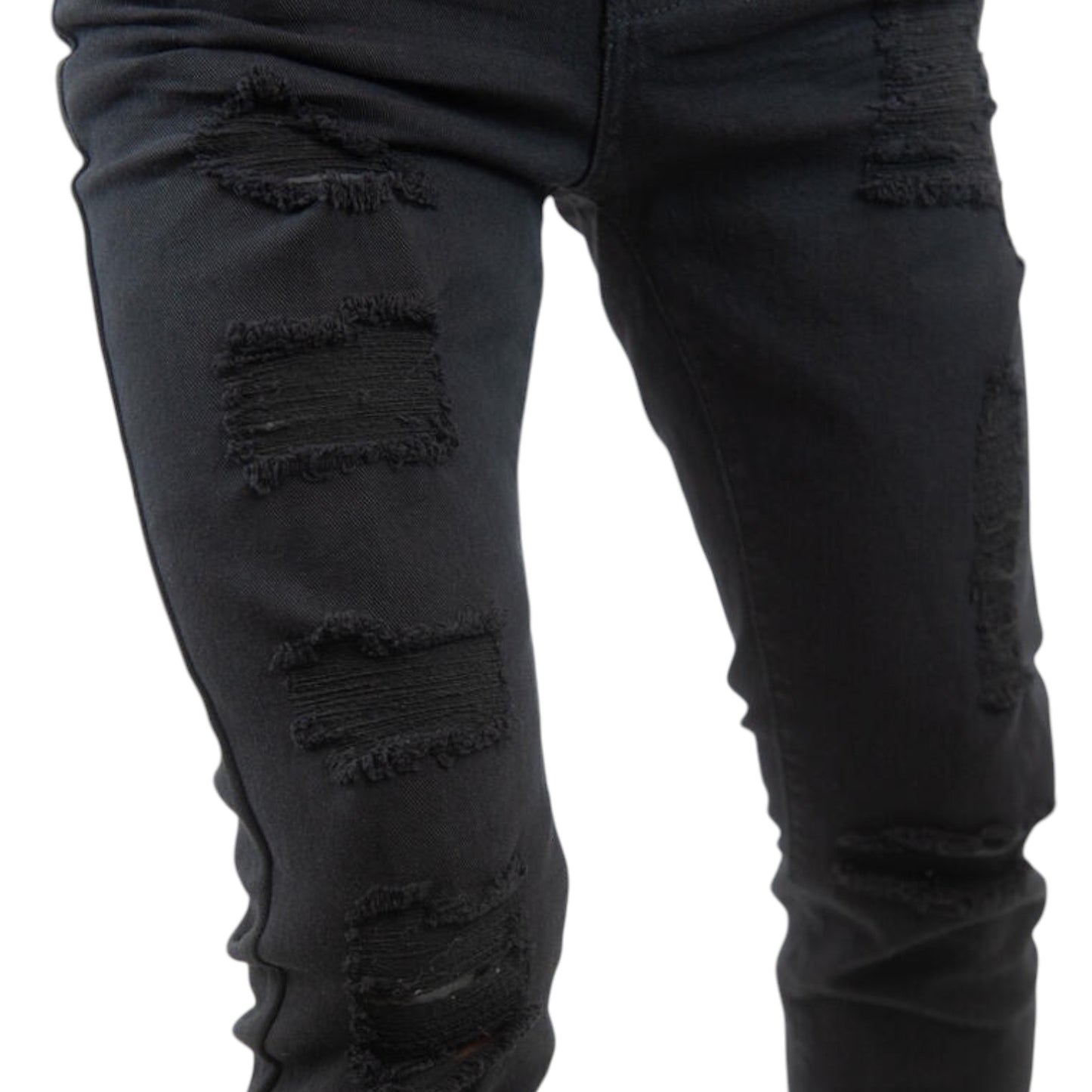 REBEL MINDS: Ripped Twill Slim Denim 100-620
