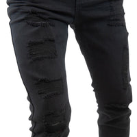 REBEL MINDS: Ripped Twill Slim Denim 100-620