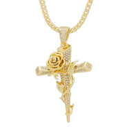 KING ICE: Rose Thorned Cross Necklace