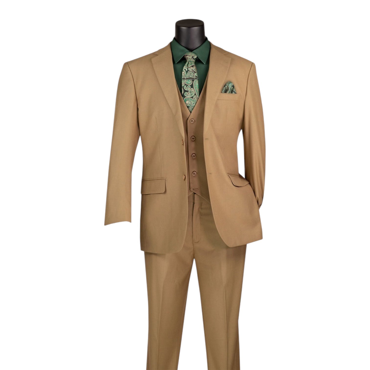 VINCI: 3pc. Solid Vested Modern Fit Suit F-V2TR