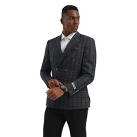 STACY ADAMS: Plaid Double Breast Blazer SMJ831H1