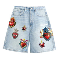 FREE REFILLS: Adorn Patchwork Denim Shorts 022
