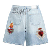FREE REFILLS: Adorn Patchwork Denim Shorts 022