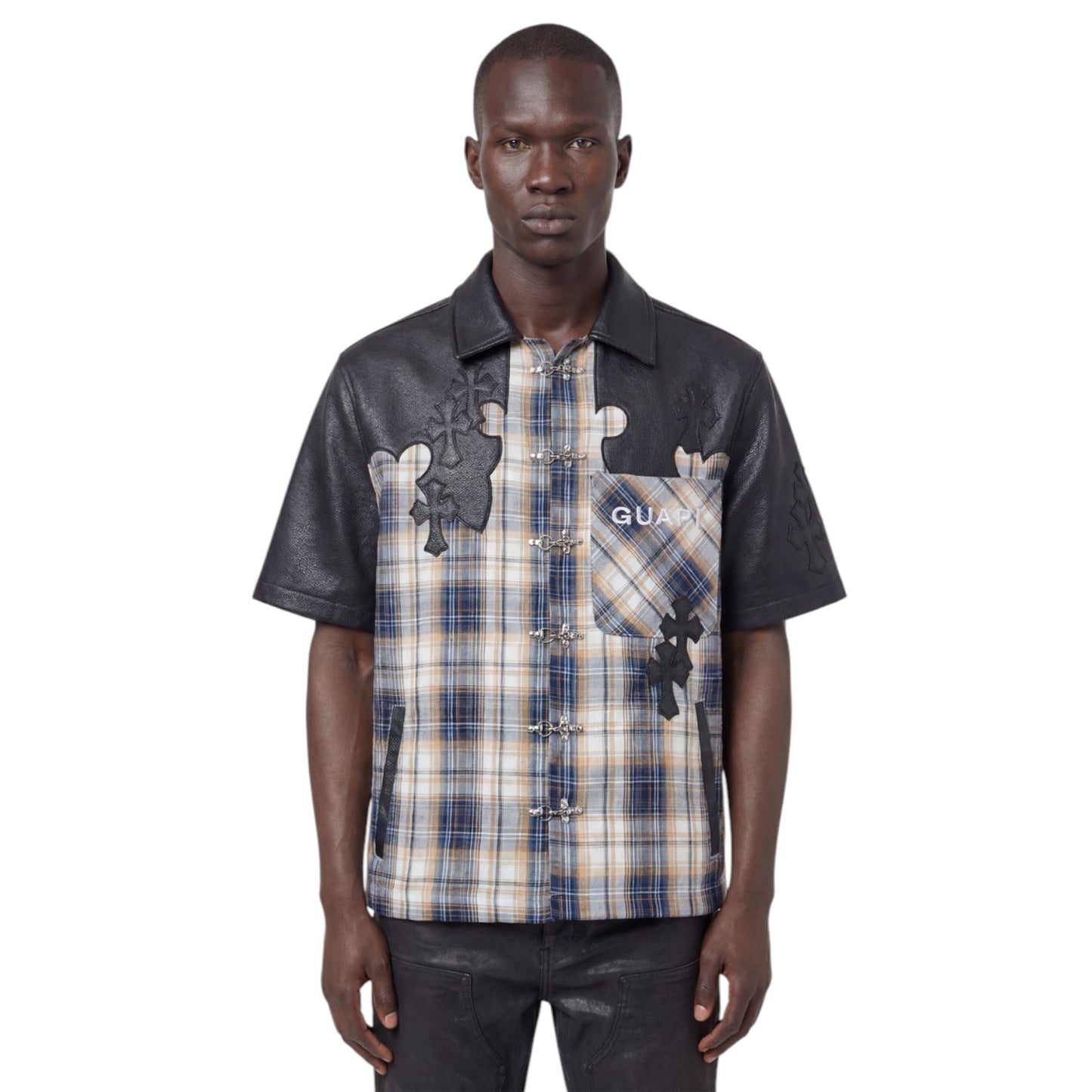 GUAPI: Plaid Cross Patch Button Down