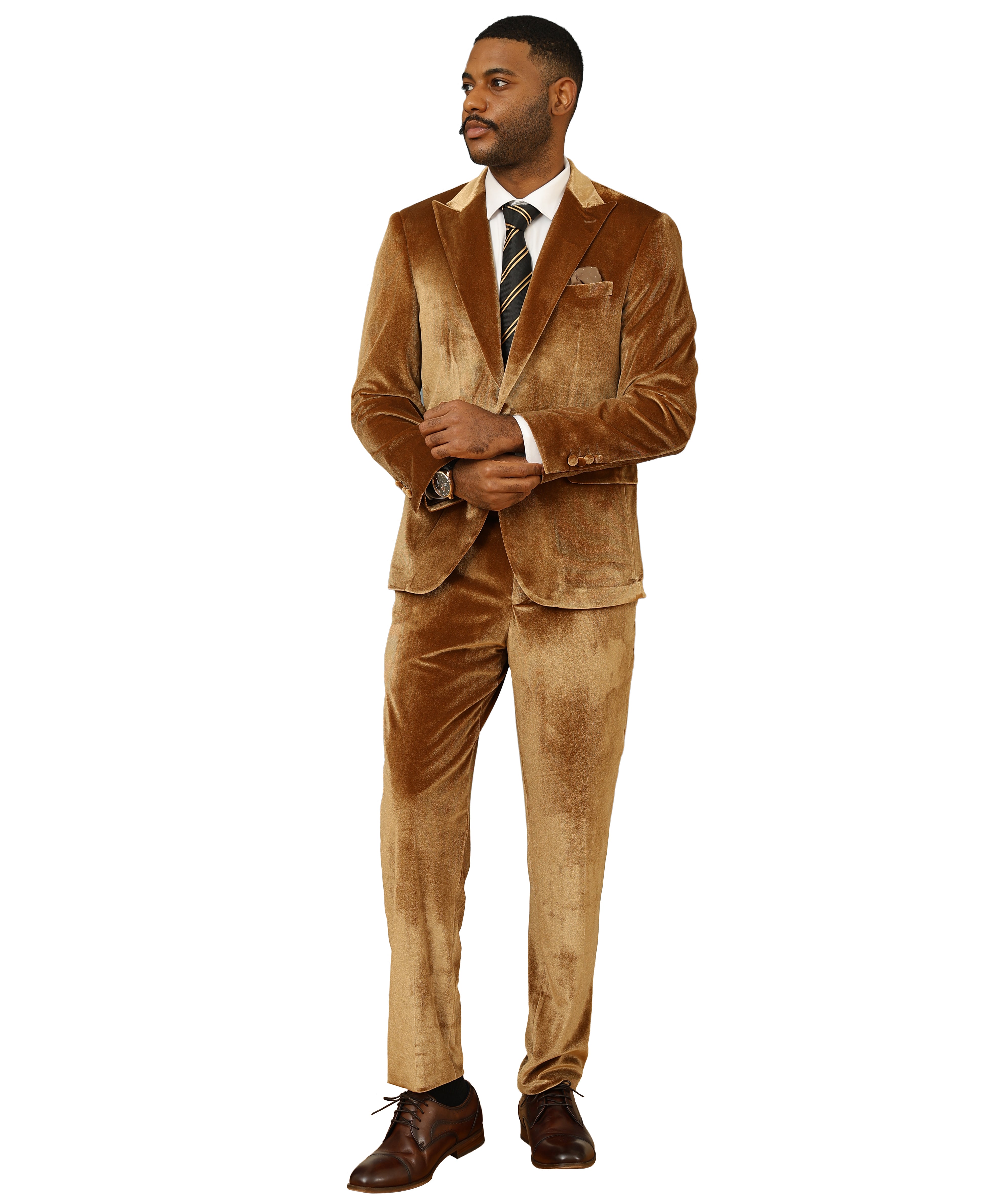 Two PC Solid Textured Peak Lapel Suit