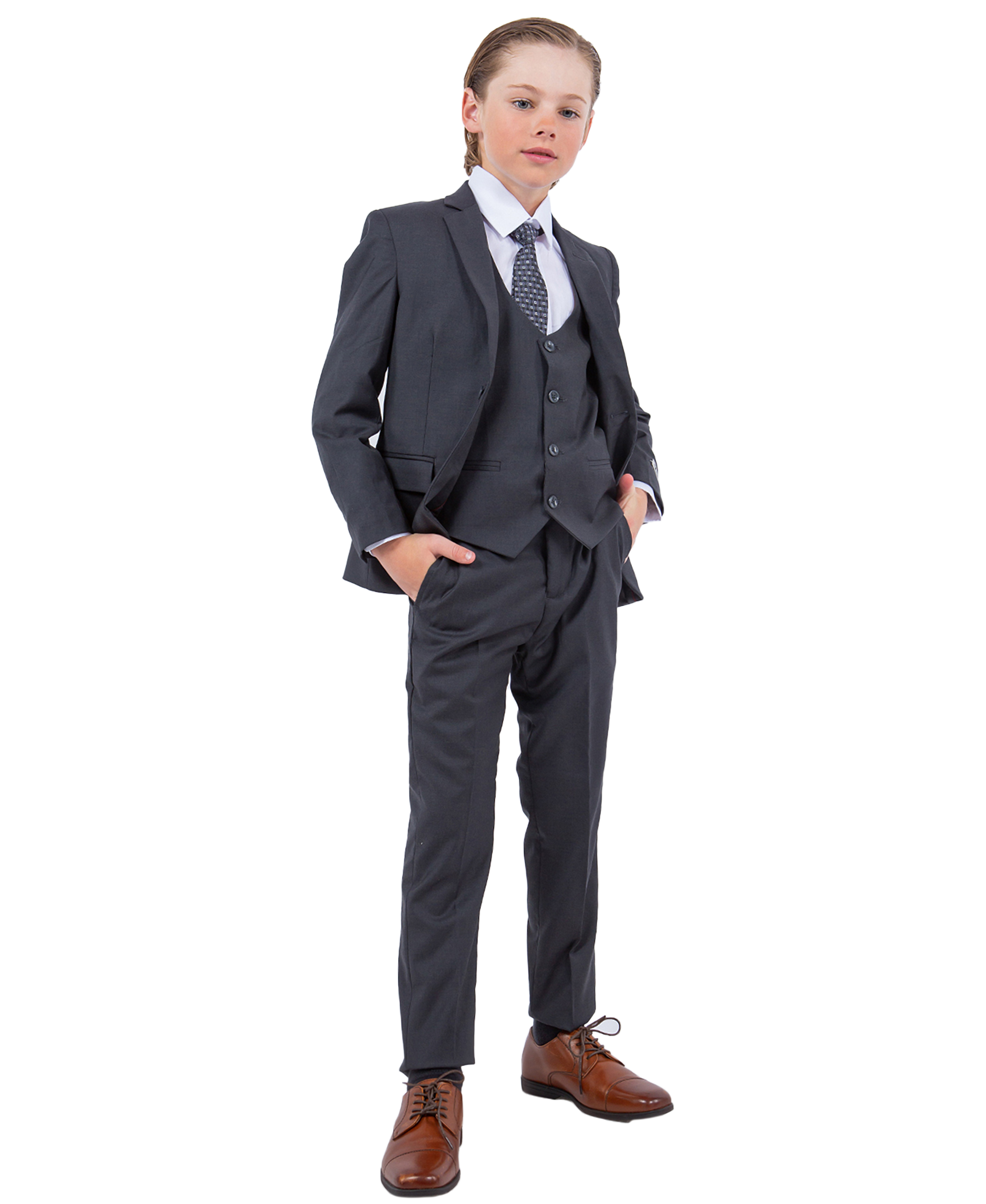 Stacy Adams 5pc Boys Suit, Charcoal