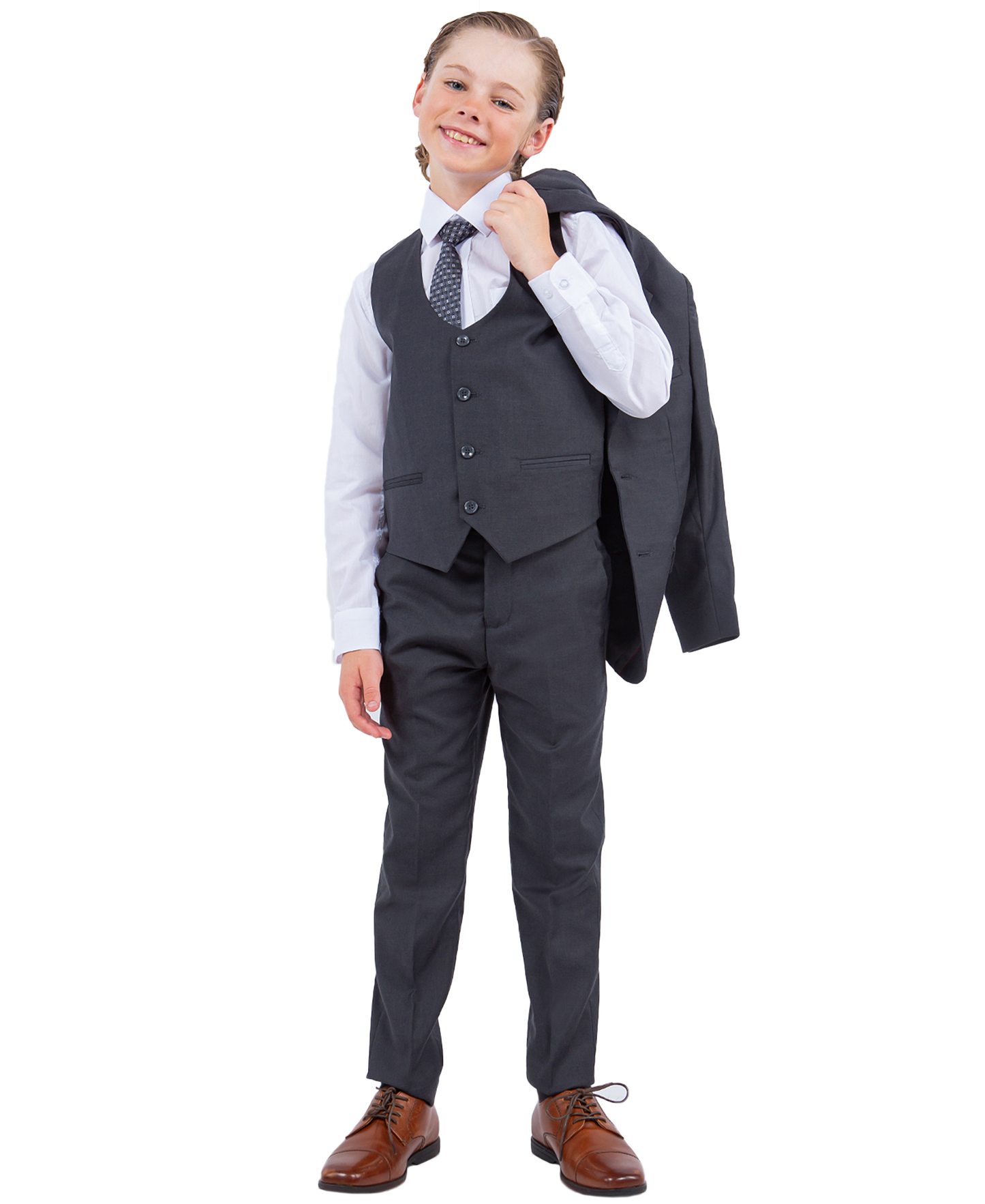 Stacy Adams 5pc Boys Suit, Charcoal